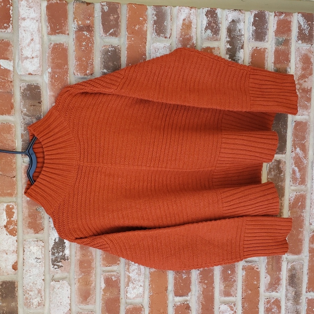 TOPSHOP Mock Neck Chunky Knit Oversized Sweater Size 4 Relaxed Fit Layering